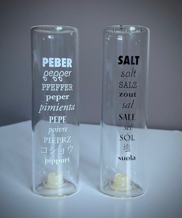 Salt og pepper bøsse transparent glass