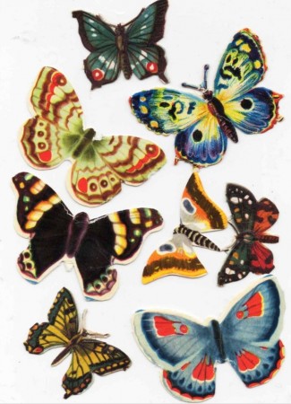 Antikke glansbilder - sommerfugler