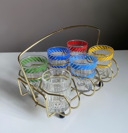Shot/ likør/ aperitiff glass i string stativ - 1960 tallet