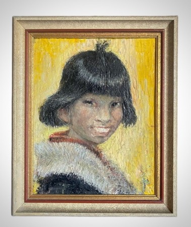 Portrett, olje på plate - Johannes Enger, Norge