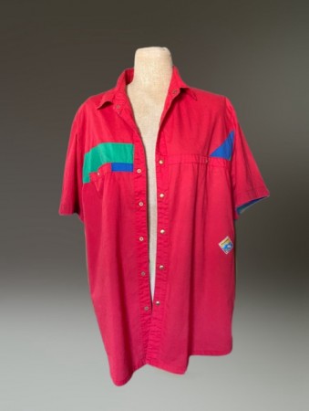 Peyton rød kortermet skjorte str 52/ L - Spania 1980 tallet