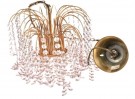Prismekrone/ taklampe/ lysekrone/ pendellampe i messing med rosa transparente prismer thumbnail