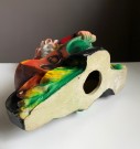 Julepynt/ dekor julenisse/ hagegnom figur/ skulptur/ statue med trillebår i støpt komposittmateriale - Tyskland  thumbnail