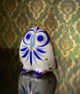 Owl ugle figur/ skulptur i glasert keramikk - Ken Edwards Studio El Palomar Mexico thumbnail