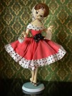 Rockabilly Bradley Big Eye cloth-faced  Faux Kawaii doll dukke - Korea/ Japan 1970 tallet thumbnail