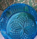 Skål/ bolle i turkis blått pressglass 1950/ 60 tallet thumbnail