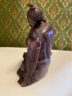 Signert antikk asiatisk trefigur edeltre - Kina China 1900 tallet thumbnail