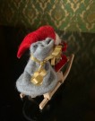 Julepynt piperensnisse rød nisse med slede - 1950/ 60 tallet thumbnail