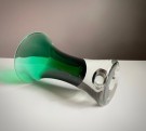 Telemark kombinert vase og lysestake i grønt klart kunstglass - Hadeland glassverk Norge 1960/ 70 tallet thumbnail