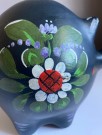Stor håndmalt og dekorert sparegris/ sparebøsse/ piggy bank i keramikk - Sverige 1960/ 70 tallet thumbnail