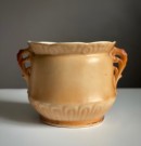 Art Deco antikk matt brun potteskjuler/ blomsterpotte i steingods - Tsjekkoslovakia/ Czecho-Slovakia 1920/30 tallet thumbnail