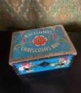Reklame Bjellands Christmas box blikkboks/skrin med hengslet lokk CHR. BJELLAND & CO A/S Stavanger Norge 1940-tallet thumbnail