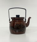 Ubrukt brun emaljert te/ kaffekjele i stål - Raija Uosikkkinen Finel Värsilä Finland 1970 tallet thumbnail