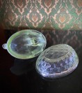 Påskedekor påskehare i grønt transparent pressglass - LE Smith France Frankrike  thumbnail