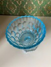 Stettskål i transparent blått pressglass 1950/60 tallet thumbnail