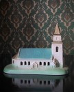 Julekirke i spraymalt keramikk - Eie Stentøifabrik Egersund Norge 1950/ 60 tallet thumbnail