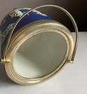 Antikk royal blå/ hvit kjeks/ is krukke i jasperware porselen med metall lokk - Wedgwood England 1900 tallet thumbnail