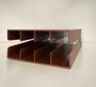 Sammenleggbart LP platestativ/ vinyl record rack i brun/ kobber farget hardplast - 1970 tallet thumbnail
