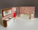 Lundby dukkehus møbler 1:18 - rosa baderomsinnredning 1970/ 80 tallet thumbnail