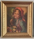 Portrett sigøynerpike bildetrykk på lerret -  1970 tallet thumbnail