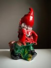 Julepynt/ dekor julenisse/ hagegnom figur/ skulptur/ statue med trillebår i støpt komposittmateriale - Tyskland  thumbnail