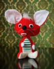 Juledekor kitschy rød plysj/ plush julemus - Japan 1960 tallet thumbnail