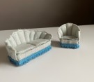 Lundby dukkehus møbler tilbehør 1:18 - Exclusive salong (9555), sofa og lenestol 1990 tallet thumbnail