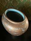 Stor vintage turkis gullpatinert krukke/ vase/ urne i keramikk 504-30 Scheurich Keramik West Germany Tyskland thumbnail