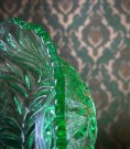 Dessertskåler i grønt transparent uranium pressglass 1950/ 60-tallet thumbnail