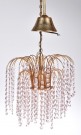 Prismekrone/ taklampe/ lysekrone/ pendellampe i messing med rosa transparente prismer thumbnail