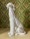Greyhound stor hvit hundefigur/ skulptur/ statue i glasert steingods thumbnail