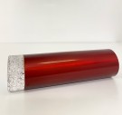 Funkis rød enkel sylinderfomet vase i eloksert aluminium og glass - Bjørn Engø EMALOX Oslo Norway Norge 1960 tallet thumbnail