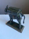 Antikk kitsch mekanisk esel/ donkey sigarett dispenser/ holder i støpejern - Made in Sweden 1930 tallet thumbnail