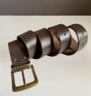  FRIDSTADS One size skinn/ lærbelte 9371 LTHR med antikk messingfarget metallspenne  thumbnail