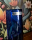 Blå drue sylinderformet vase i blått kunstglass Willy Johansen Hadeland Glassverk Norge 1960-tallet thumbnail