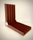 Sammenleggbart LP platestativ/ vinyl record rack i brun/ kobber farget hardplast - 1970 tallet thumbnail