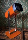Oransje bordlampe i lakkert metall Kjell Blomberg Ørsjø Örsjö Belysning Sweden Sverige 1970-tallet thumbnail