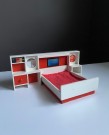 Lundby dukkehus møbler tilbehør 1:18 - Scandinavia (9720) soverom dobbelseng 1970 tallet thumbnail