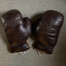 Rustikke boksehansker i brunt skinn 14oz 1950/60-tallet thumbnail