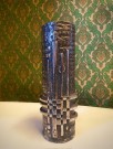 Steel art sylinderformet vase i rustfritt stål brutalistisk sti/ industriell design - Olav Joa Polaris Norge 1970 tallet thumbnail