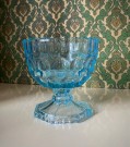 Stettskål i transparent blått pressglass 1950/60 tallet thumbnail