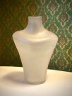 Stor vase i hvit satin frostet kunstglass thumbnail