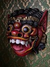 Håndlaget stor Indonesisk dragemaske veggmaske i malt tre thumbnail