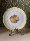 Nostalgisk Sommergule dessertfat med fruktmotiv og gullkant - Stavangerflint Norway Norge 1950/ 60 tallet thumbnail