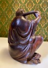 Signert antikk asiatisk trefigur edeltre - Kina China 1900 tallet thumbnail