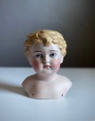 Antikk Parian Fashion dukkehode byste bisque porselen (81 DEP 9.) H13 cm - Tyskland 1880 tallet thumbnail