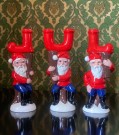 JUL nissestake gnom lysestaker i håndmalt steingods - 1950/60 tallet thumbnail
