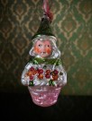 Juletrepynt/ oppheng antikk håndmalt julekule figur i glass  thumbnail