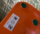 Oransje bordlampe i lakkert metall Kjell Blomberg Ørsjø Örsjö Belysning Sweden Sverige 1970-tallet thumbnail