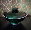 Eloksert emaljert aluminiums kjele bolle skål med stett og lokk dyp grønn Olden Norge 1970-tallet thumbnail